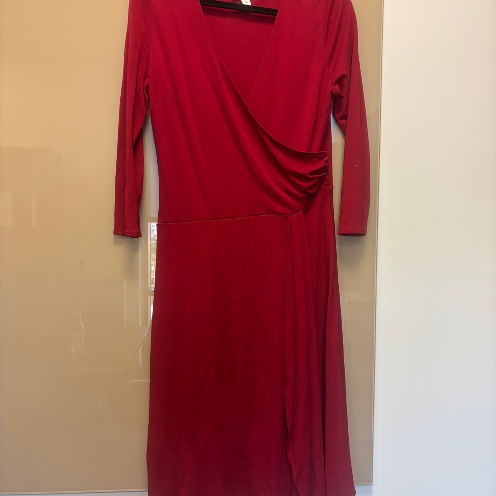 LOFT Vibrant Red Long Sleeve Dress
